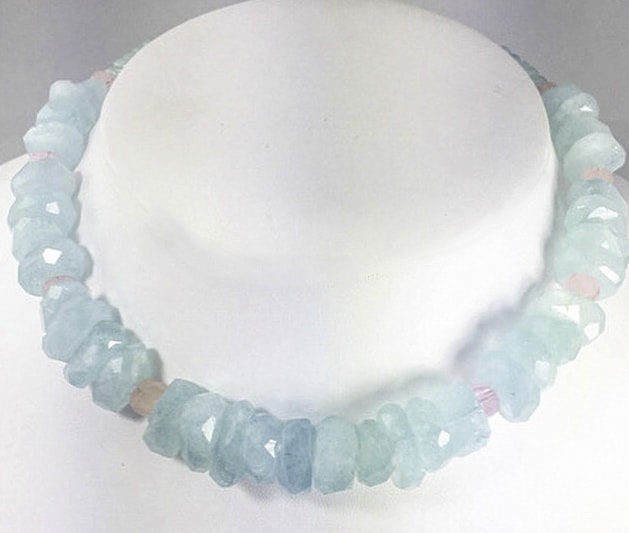 gem quality Aquamarine and Morganite Necklace