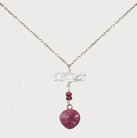Ruby and Stick Pearl necklace