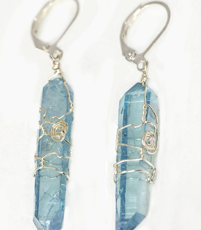 Aqua Aura crystal Earrings
